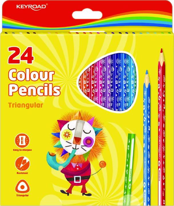 Actual product image Keyroad Pencil crayons, triangular, 24 pcs, mixed colours (24x)