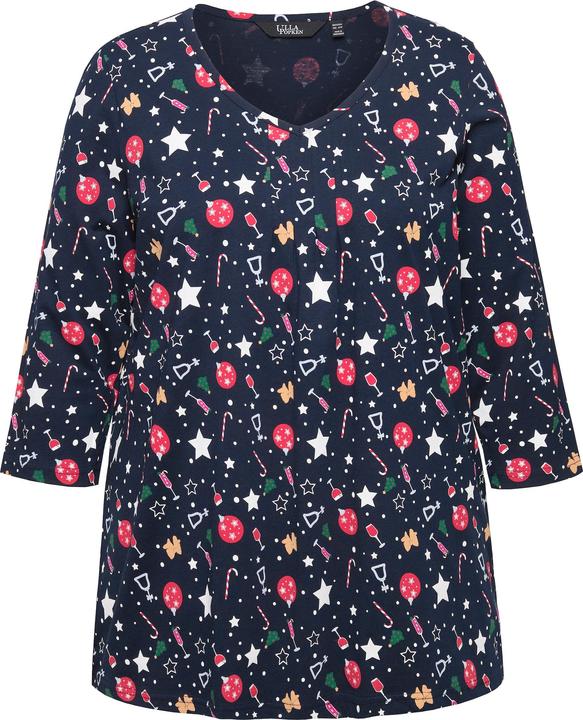 Image du produit Ulla Popken T-shirt de Noël à col en V et manches 3/4, ligne en A (46, 48)