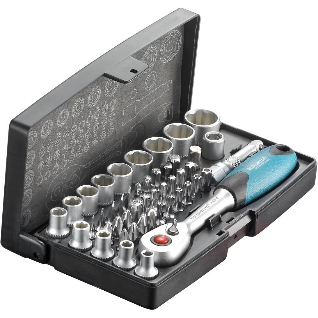 technocraft, Steckschlüssel + Stecknuss, Steckschlüssel-Satz 1/4", 47-tlg