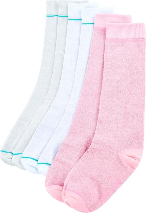 Light mint green, Medium pink, Light blue