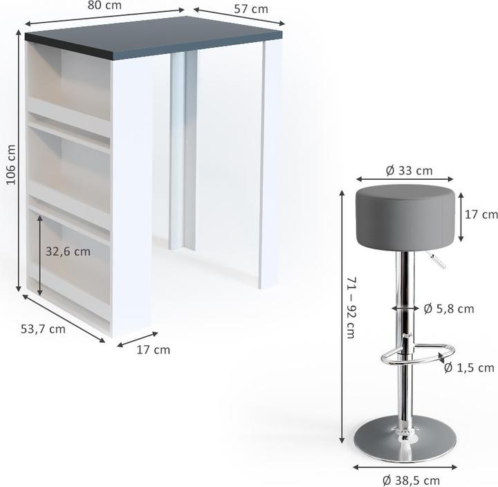 Produktbild Vicco Bartisch-Set (80 x 57 x 106 cm)