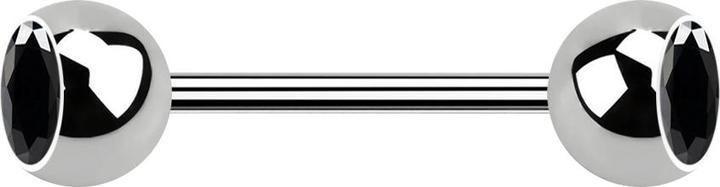 Image du produit Star Piercing Micro Barbell silber mit zwei Kugeln Kristall schwarz (sans laiton, Titane)