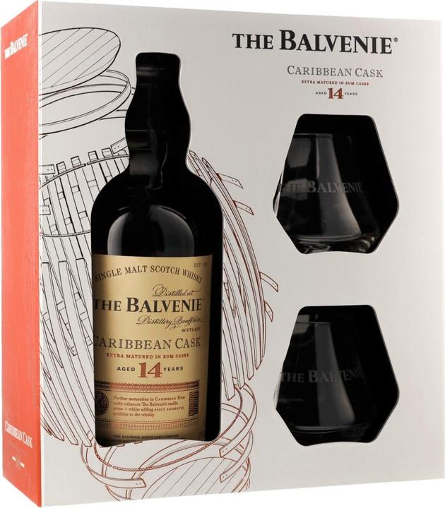 Balvenie Boîte cadeau avec 2 verres (Single Malt, 1 x 70 cl)