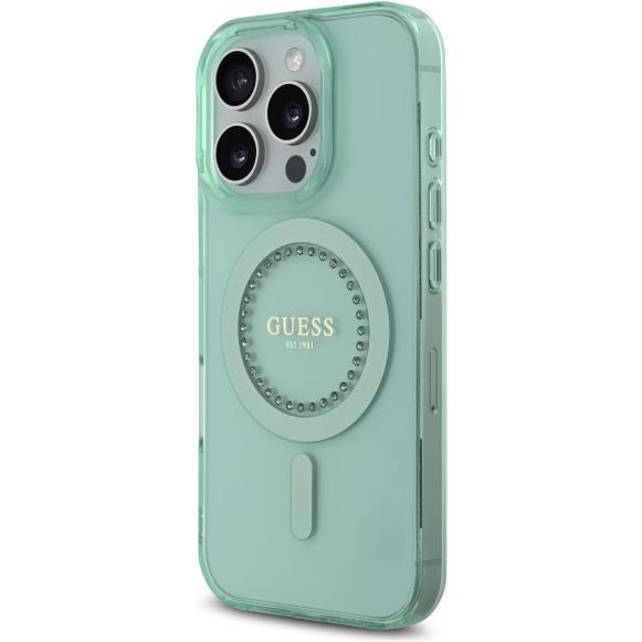 Thumbnail - Guess GUHMP16LPFTDTEN iPhone 16 Pro 6.3" zielony/green hardcase IML Rhinestones MagSafe (Apple iPhone 16 Pro), Smartphon...