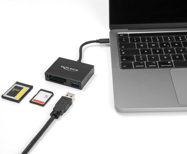 Produktbild Delock USB-C Card Reader für XQD und SD Speicherkarten + USB (USB, USB-C)