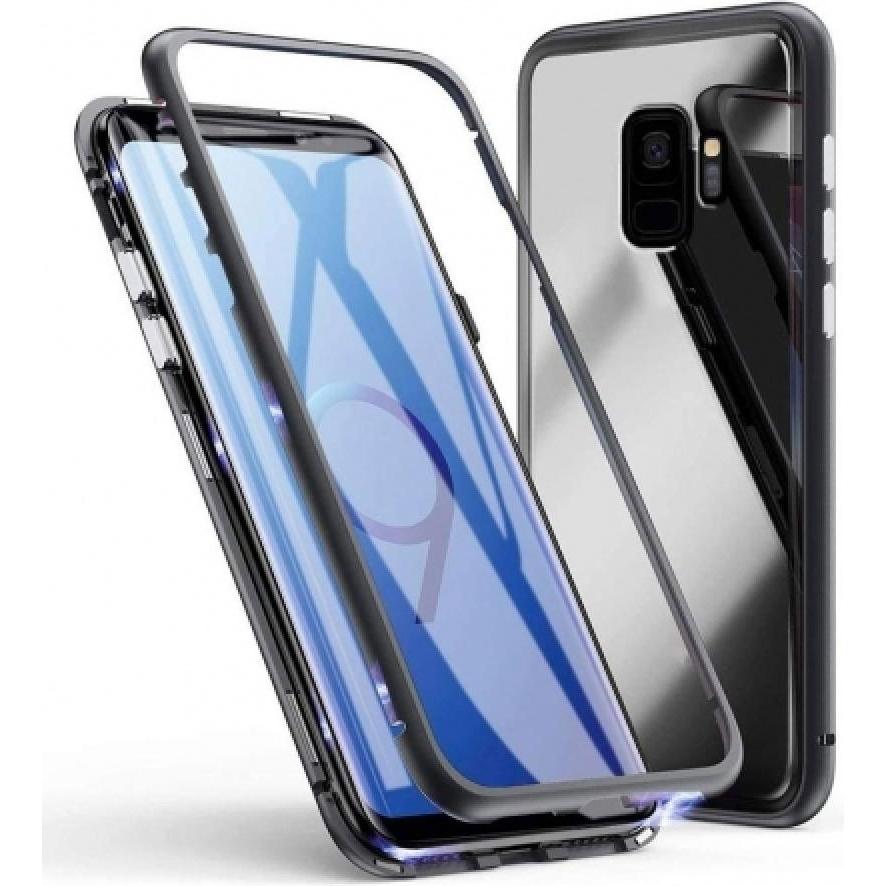 G-Case Samsung Galaxy S9+ Aluminium Magnetic Glass Backcover Hülle (Samsung Galaxy S9+), Smartphone Hülle, Schwarz