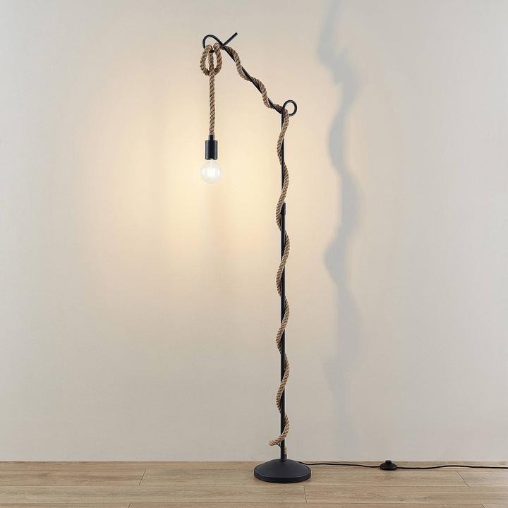Actual product image Lucande Ropina floor lamp with hemp rope (E27)