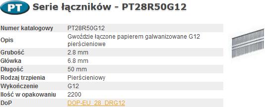 Nutritional values and ingredients Bostitch VINIAI PT 280-50 RING G12 2.2M