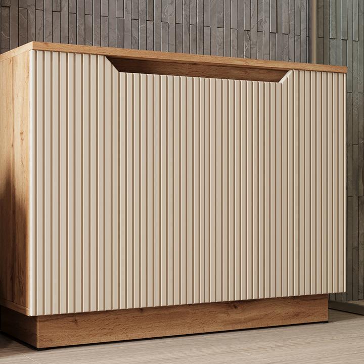 Actual product image Vicco Waschbeckenunterschrank Lotta, Eiche/Kaschmir gestreift, 79.6 x 62.1 cm mit 2 Türen (79.60 x 32 x 62.10 cm)