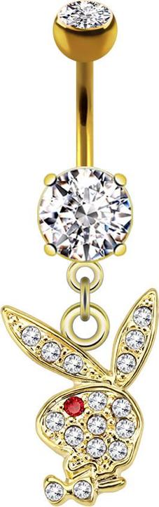 Immagine prodotto Star Piercing Banana placcata in oro 14k con ciondolo Playboy Bunny Red (Ottone, Acciaio chirurgico 316L)