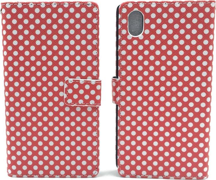 Actual product image König Design Protective Case for Sony Xperia M4 Aqua Polka Dot Red Bag Cover + 1 Armour Protection Glass (Sony Xperia M4 Aqua)
