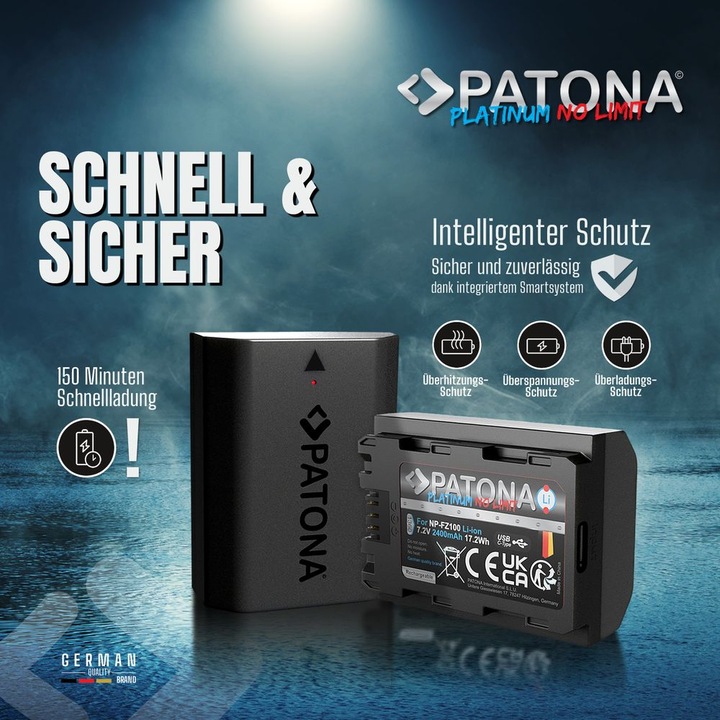 Actual product image Patona Platinum NP-FZ100 USB-C (Rechargeable battery)