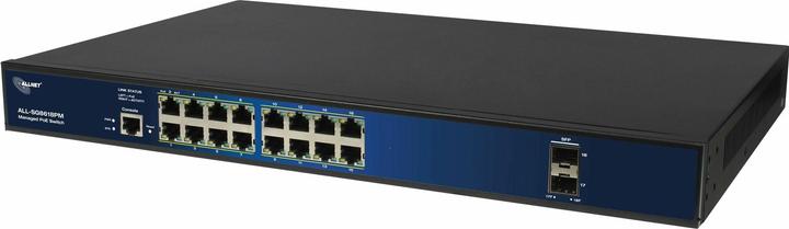 Actual product image Allnet Switch full managed Layer2+ 18 Port - 16x GbE - PoE Budget 280W - 16x PoE at - 2x SFP - 19" (18 Ports)