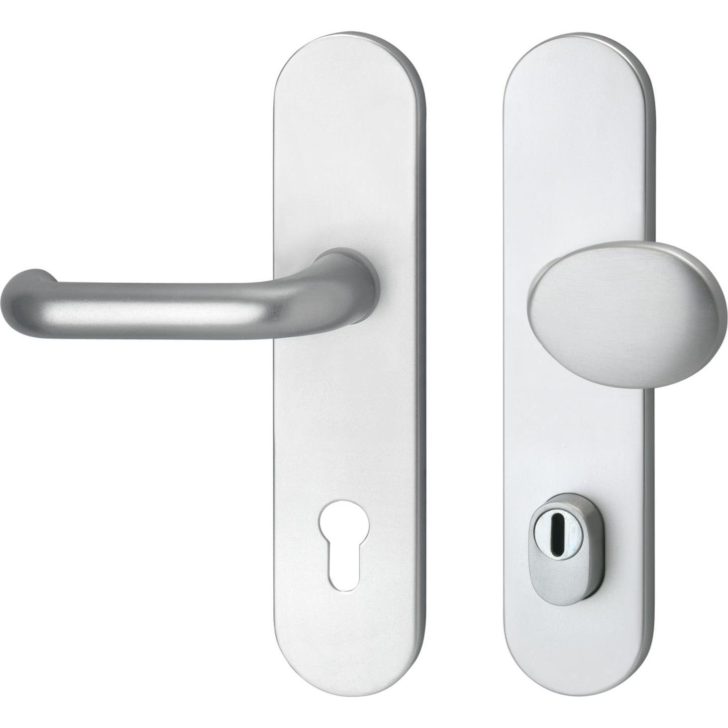 Marchesi, Türgriff + Fenstergriff, SH-Wechselbarnitur Harmonie Langschild PZ92, RC3 Aluminium silber eloxiert (Türgarnit...