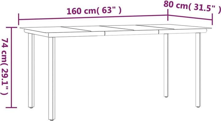Produktbild vidaXL Garten-Essgruppe (160 x 80 x 74 cm)