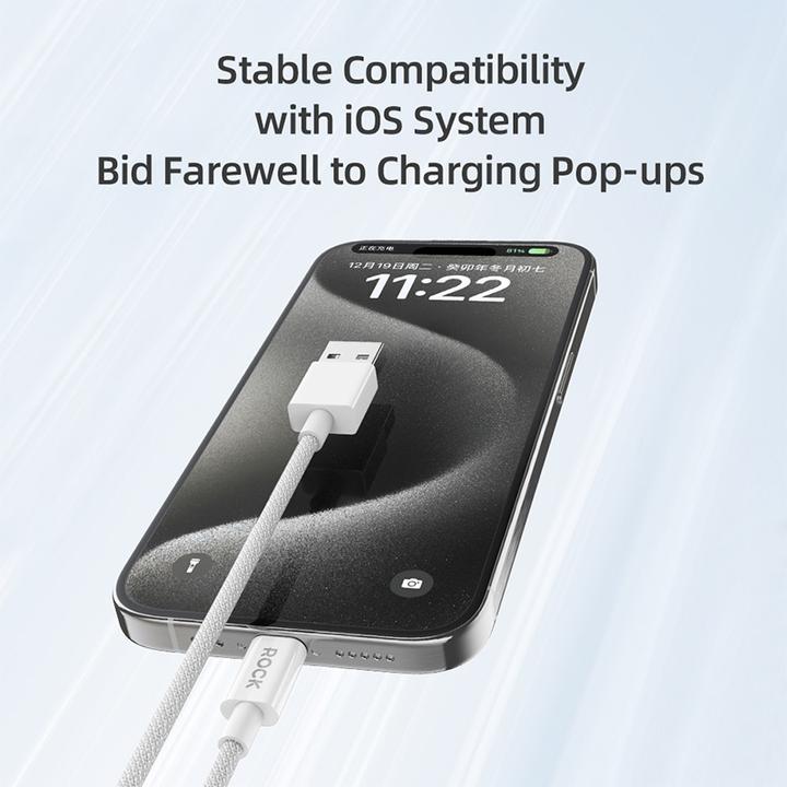 Image du produit Rock Z20 Flash Series 2.4A USB vers câble de charge Lightning (1 m)