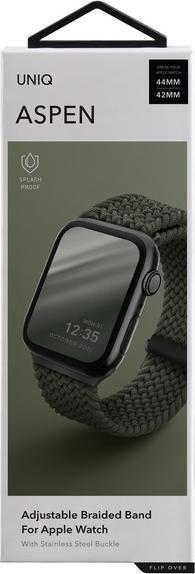 Actual product image Uniq strap Aspen Apple Watch 44/42 / 45mm Series 4/5/6/7/8 / SE / SE2 Braided green / cypress green (45 mm, 44 mm, 42 mm, Weavex™ material)