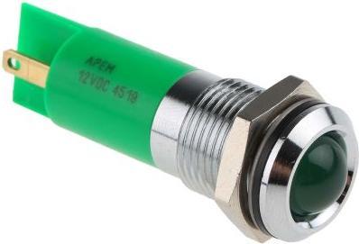 Produktbild RS PRO LED vorst 14mm chrom 12VDC HE grün IP67