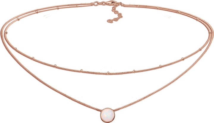 Image du produit Elli Choker, Layer, Opal (Opale Synthétique, Argent 925 sterling plaqué or, 36 cm)