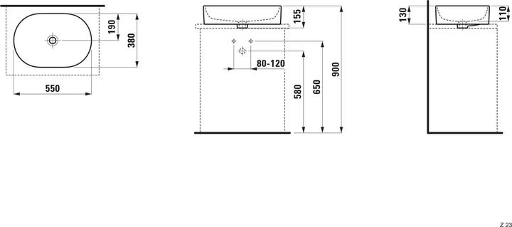 Produktbild Laufen Savoy Waschtisch-Schale, 380x550x130mm, oval, ohne Überlauf (380 mm, 550 mm)