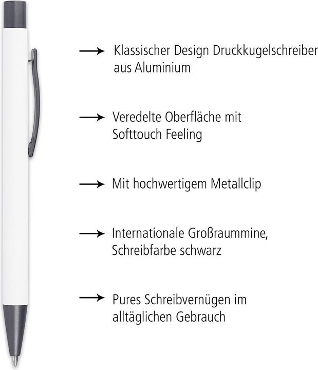 Image du produit Online Stylo à bille Soft Metal Medium (M), Blanc (Blanc, Noir, 1x)