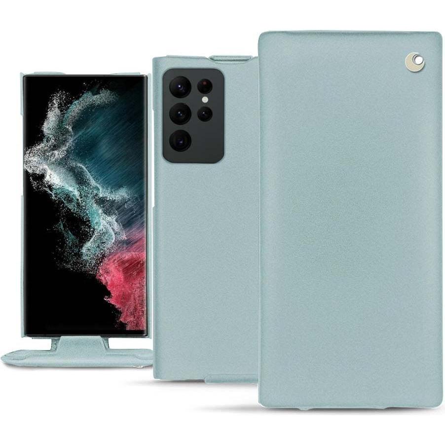 Noreve Lederschutzhülle vertikal (Samsung Galaxy S22 Ultra), Smartphone Hülle, Blau