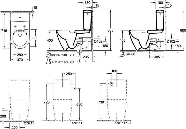 Actual product image Villeroy & Boch Subway 2.0 washdown closet for combination washout rimless, 5617R0, 370x700mm
