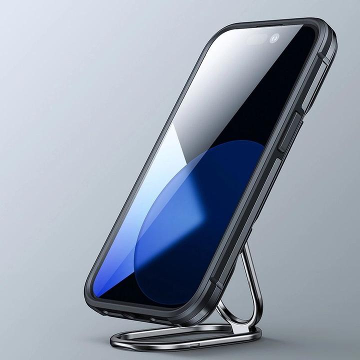 Actual product image Joyroom Dual Hinge case for iPhone 14 Pro armored case with a stand and a ring holder black (Apple iPhone 14 Pro)