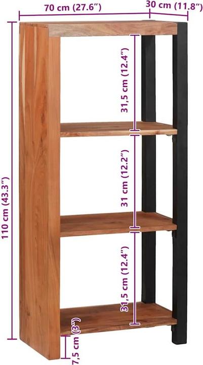 Produktbild vidaXL Bücherregal (30 x 30 x 110 cm)