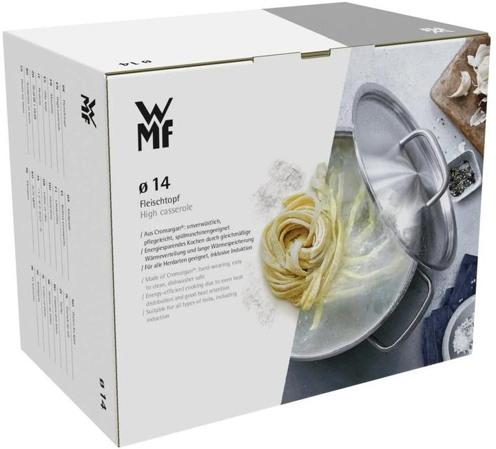 Produktbild WMF Kochtopf Fleischtopf Induktion 14cm klein Metalldeckel Mini Edelstahl 18/10 (14 cm, Kochtopf, Edelstahl)
