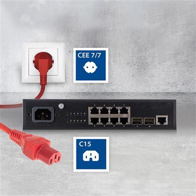 Produktbild ACT Powercord mains connector CEE 7/7 male (angled) - C15 red 1 m (1 m)