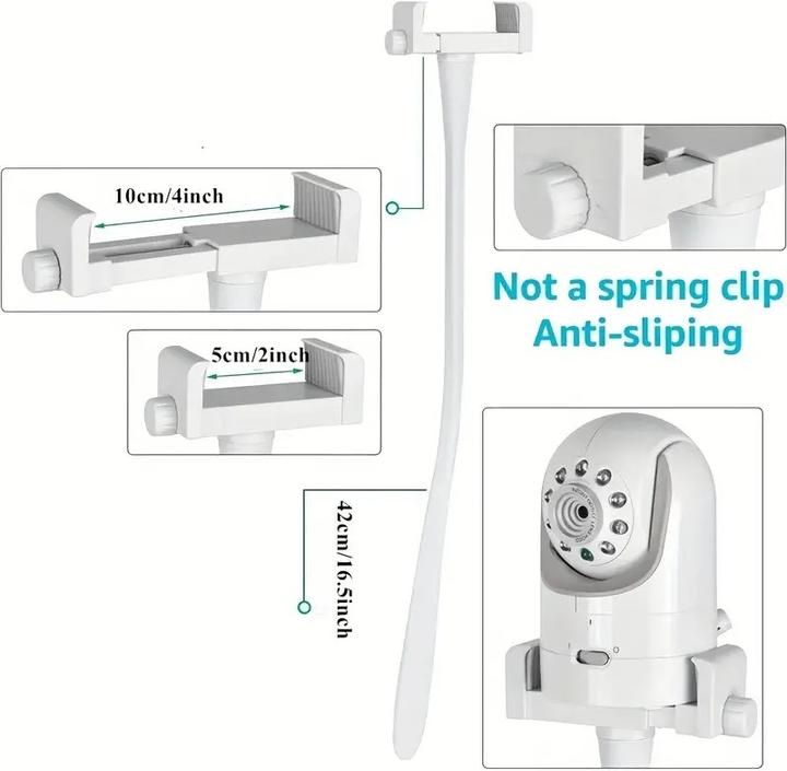 Produktbild PhoneLook Flexible Universalhalterung für Babyphone, Telefon oder Kamera, aus Silikon, schwenkbar und an versc