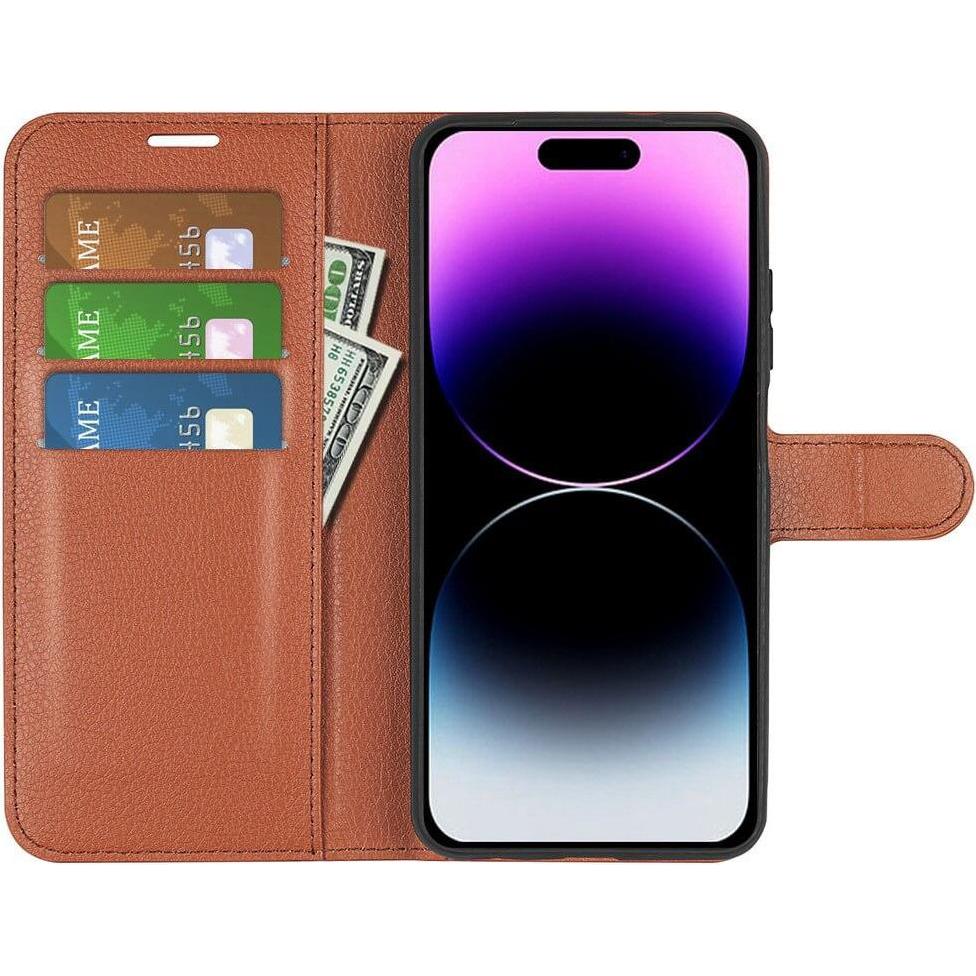 Thumbnail - Cover-Discount iPhone 15 Pro - Leder Etui Hülle braun (Apple iPhone 15 Pro), Smartphone Hülle, Braun