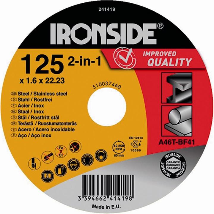 Produktbild Ironside Trennscheibe 125 x 1,6 x 22 mm für Stahl/Edelstahl, 1 Stück, 241419