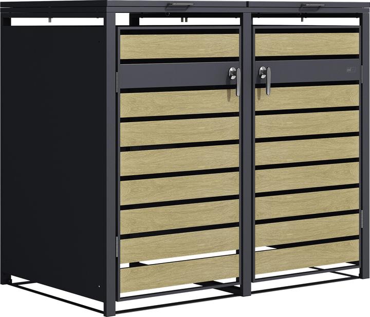 Immagine prodotto Axi Contenitore per rifiuti Lucas in metallo antracite/legno 2x 240L