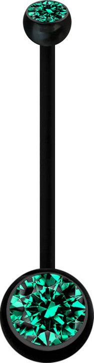 Produktbild Star Piercing Banane Schwangerschaft schwarz mit zwei Kugeln Kristall türkis (ohne Messing, Bioflex)