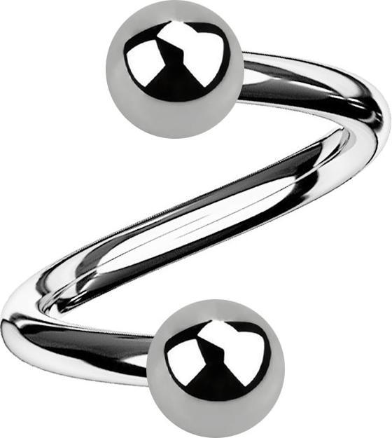 Image du produit Star Piercing Micro spirale argentée avec deux boules (Titane, sans laiton)