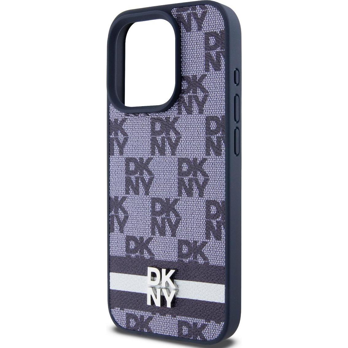Thumbnail - DKNY PU Leather Checkered Pattern and Stripe Case for iPhone 15 Pro Max Blue (Apple iPhone 15 Pro Max), Smartphone Hülle...