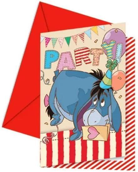 Actual product image Winnie the Pooh Alphabet Eeyore Invitations (Pack of 6) (6 pcs.)