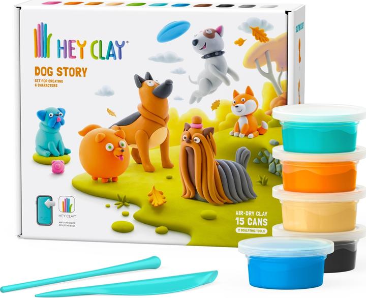 Actual product image Hey Clay Plastic Mass Dogs 15 tins 15024CEE