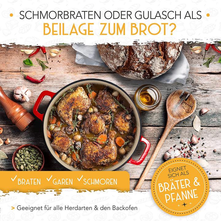 Immagine prodotto Krustenzauber Pentola in ghisa per cuocere il pane 2in1 Smalto Rosso