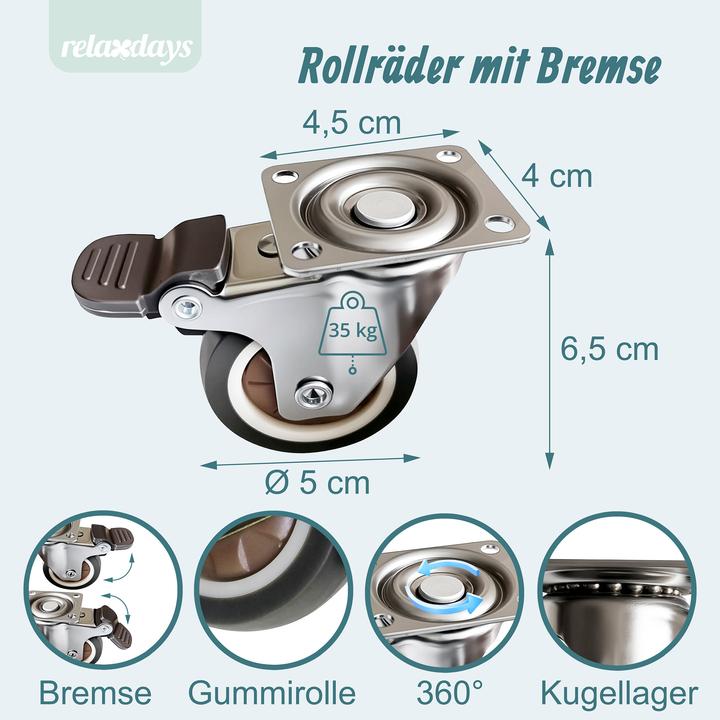 Produktbild Relaxdays 4x Lenkrollen