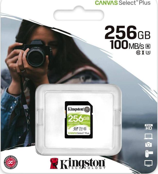 Actual product image Kingston Canvas Select Plus (256 GB, SDXC, U3, UHS-I)