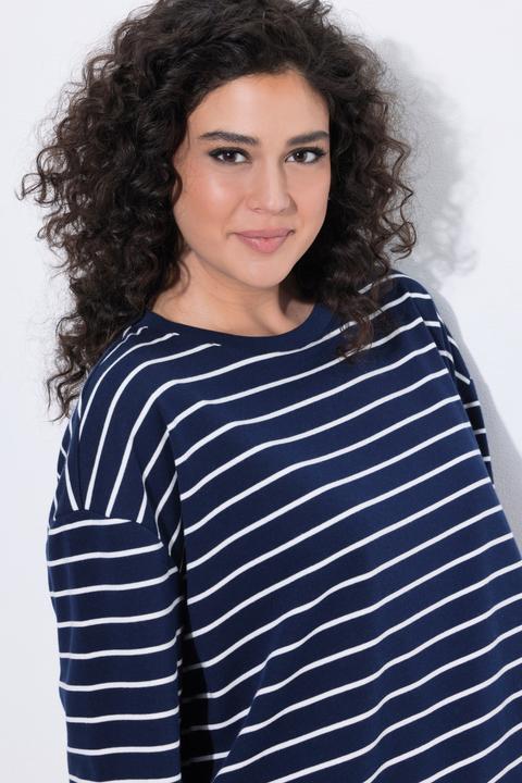 Produktbild Ulla Popken Sweatshirt, Ringel, Rundhals, Langarm, hinten länger (42, 44)