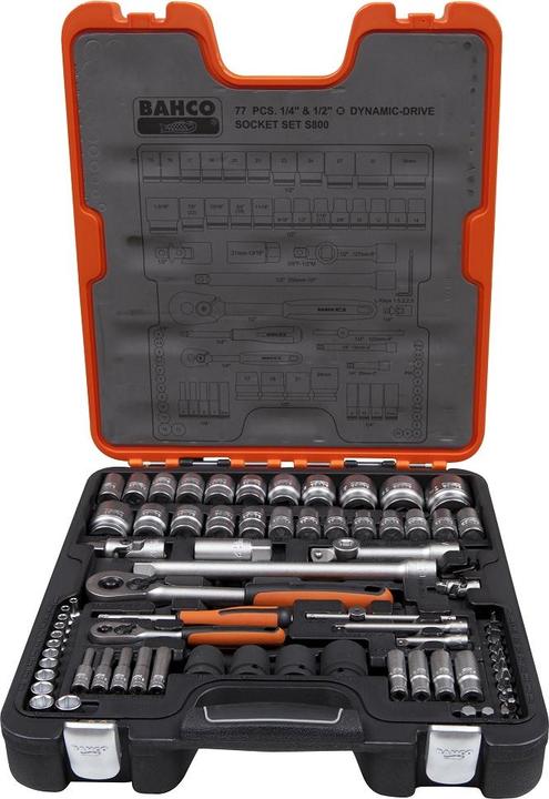 Immagine prodotto Bahco Set di chiavi a bussola da 1/4" e 1/2" - 77 pezzi (1/4")