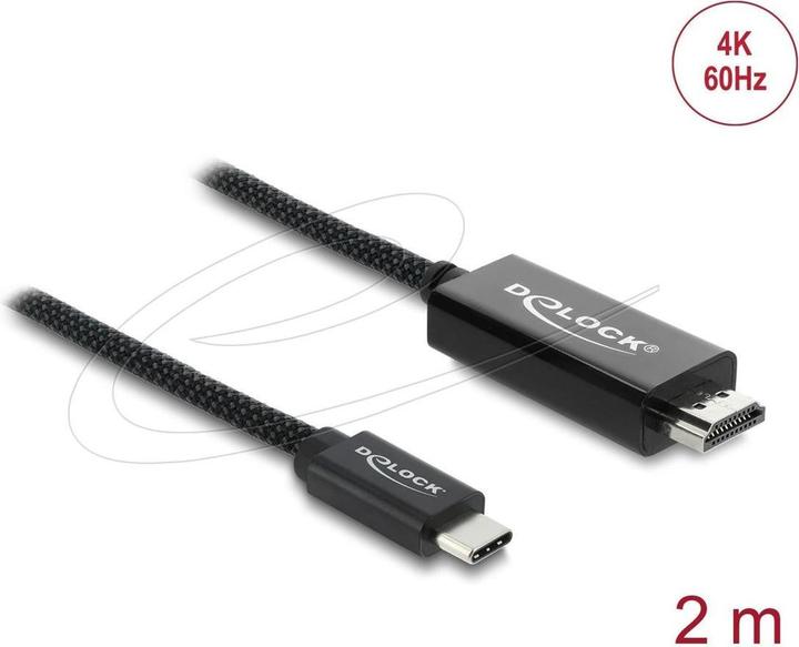Produktbild Delock Koaxiales USB Type-C zu HDMI Kabel DP Alt Mode 4K 60 Hz mit Geflechtmantel 2m (2 m)