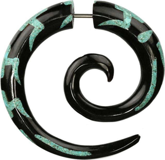 Produktbild Star Piercing Fake Spirale aus Horn rechtecke aus Türkis Stein (ohne Messing, Organisch, Mineralisch)