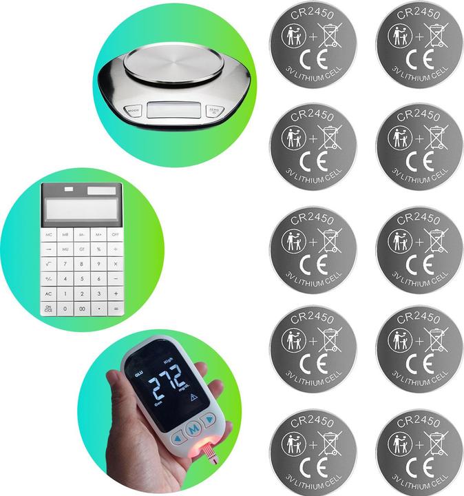 Produktbild Ideoon 10er-Set Knopfzellen CR2450 - Leistungsstarke 3V Lithium Batterien mit 600mAh - Hohe Kapazität (600 mAh)