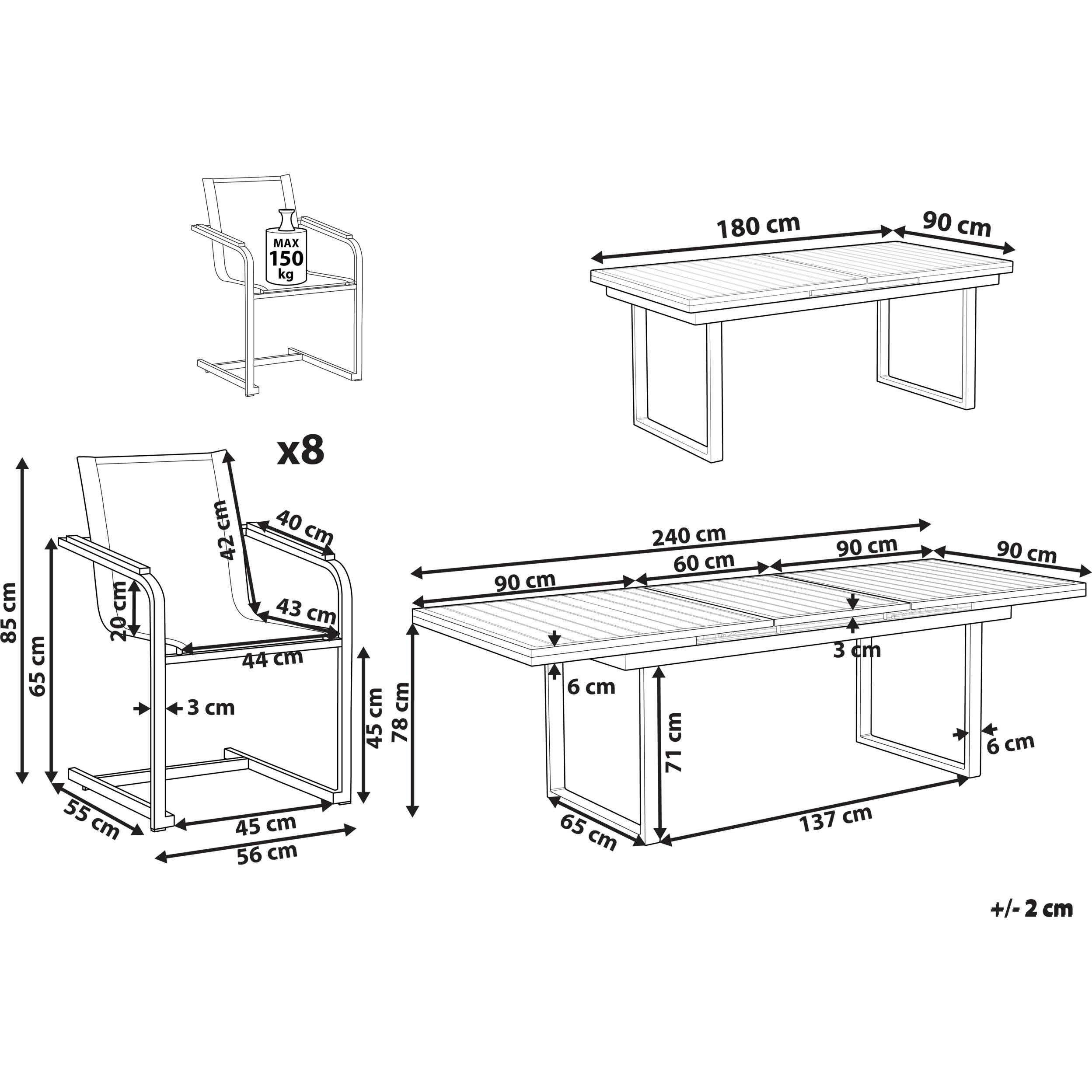 Thumbnail - Beliani, Gartentisch + Balkontisch, Valcanetto/Cosoleto (180 cm)