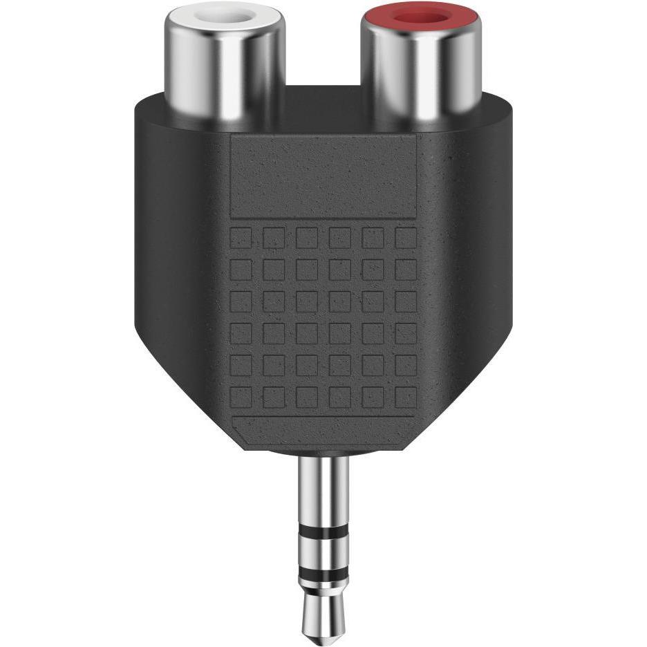 Thumbnail - Hama Audio-Kurzadapter, 3,5-mm-Klinken-Stecker Stereo - 2x Cinch-Kupplung, Audio Adapter, Schwarz